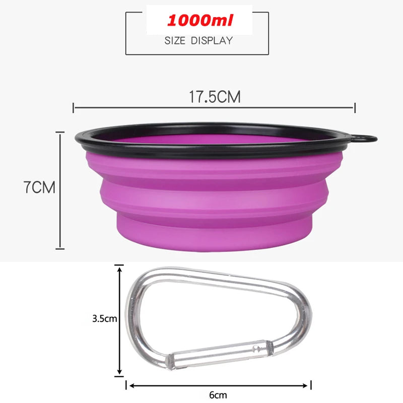 1000ml Large Collapsible Dog Pet Folding Silicone Bowl Outdoor Travel Portable Puppy Food Container Feeder Dish Bowl - Delicate Leather