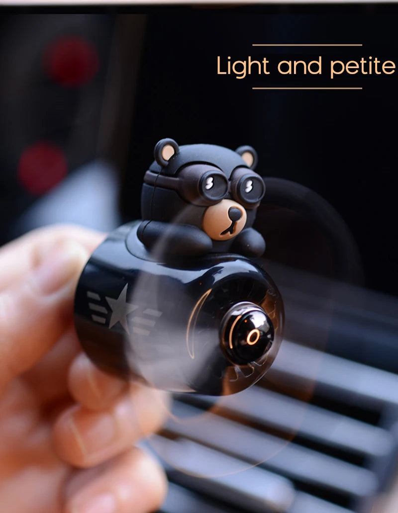 Car Air Freshener Bear Pilot - Rotating Propeller Outlet Perfume Diffuser