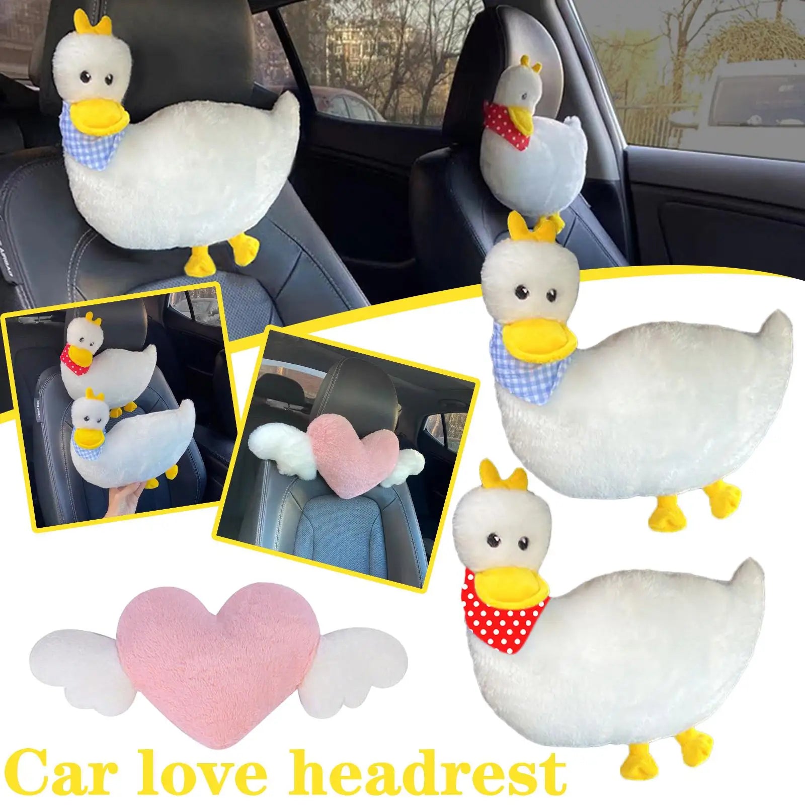 Heart-Shaped Car Headrest Plush Love Neck Pillow Seat Universal Lumbar Pillow Support Accessories Back Car Cushion