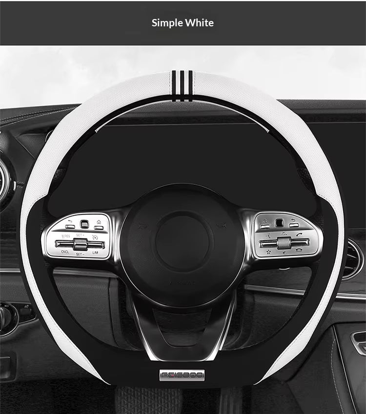 Color-Blocked Steering Wheel Cover – Universal 38cm Breathable Anti-Slip Summer Grip - Delicate Leather