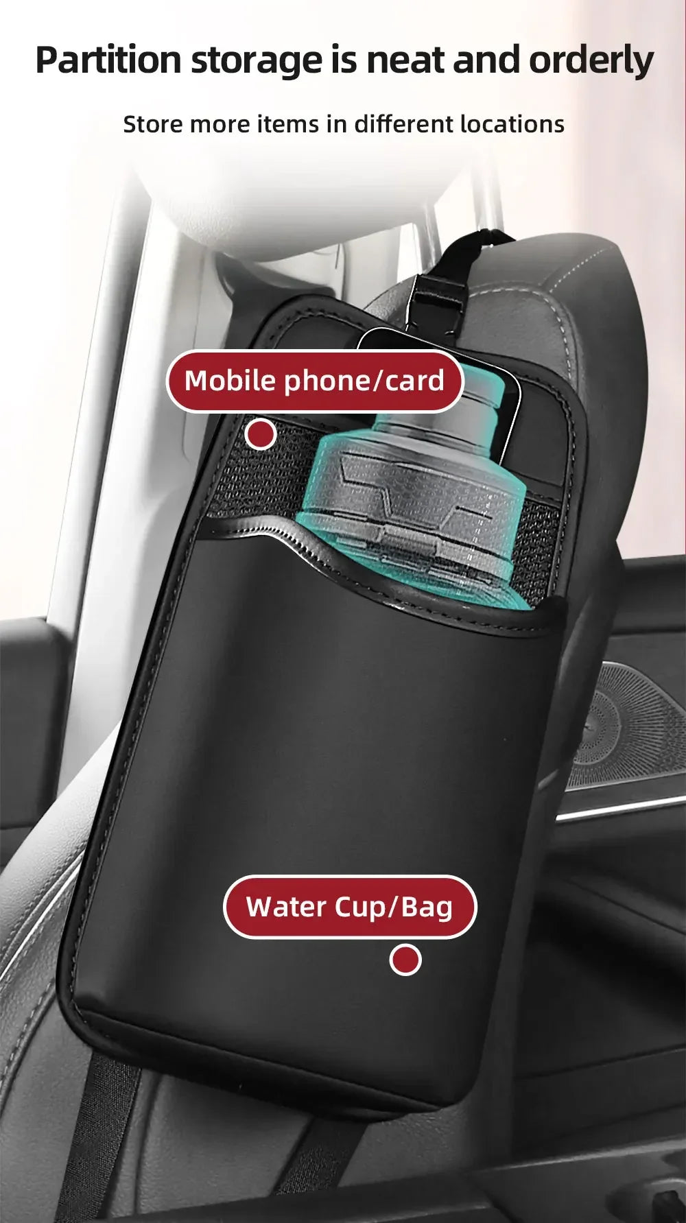 Car Seat Side Storage Bag - Multi-Pocket Drink Holder Pocket Styling Organizer Card Ticket Holder Nappa Leather Auto Accessories