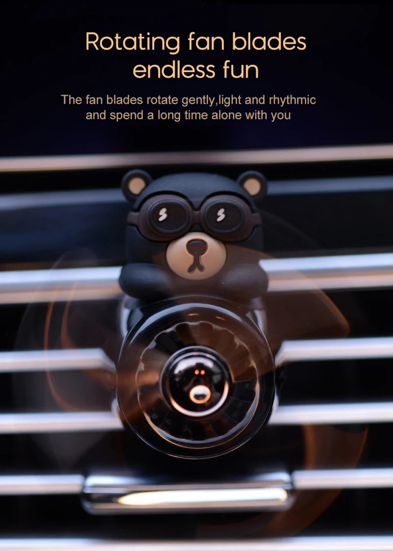 Car Air Freshener Bear Pilot - Rotating Propeller Outlet Perfume Diffuser