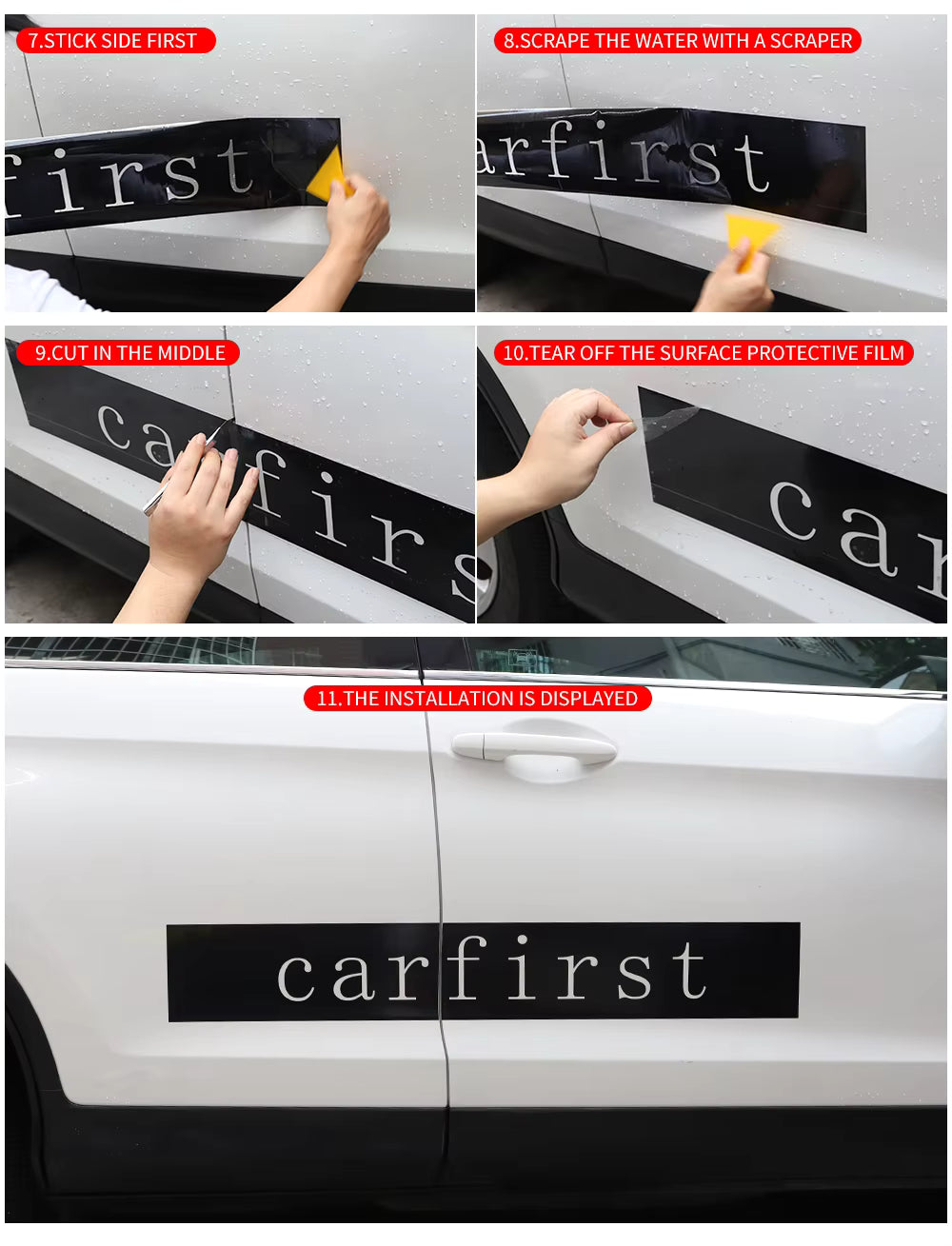 Car Hood Long Stripe Vinyl Decal Set – Sport Styling Graphic Stickers - Delicate Leather