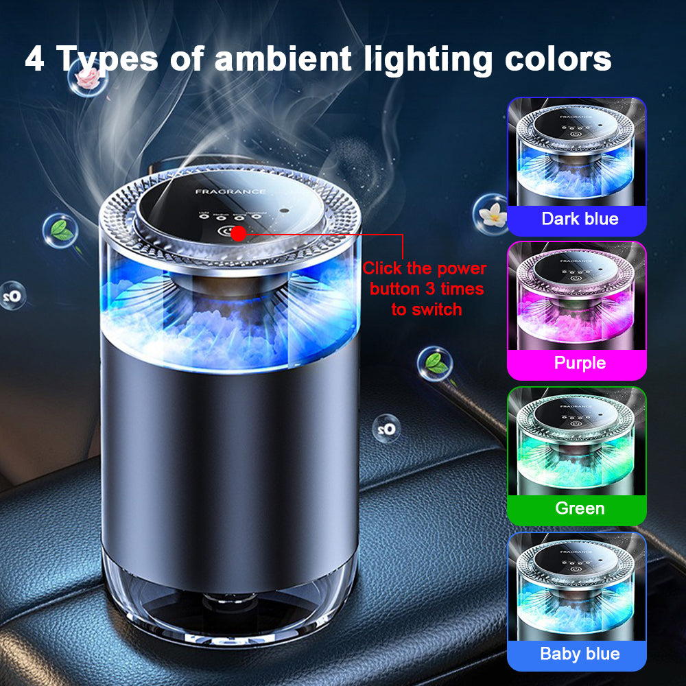 Caer Smart Car Air Freshener – Rechargeable Cloud Mist Diffuser with 3-Level Control - Delicate Leather  