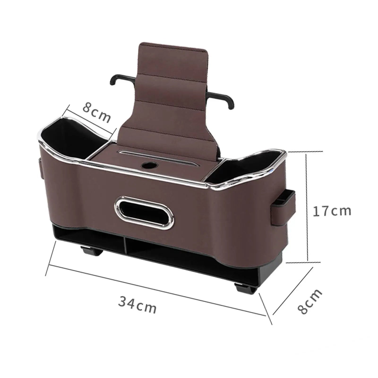 Premium PU Leather Car Headrest Backseat Organizer with Drink Cup Holder and Storage Box - 1 PCS