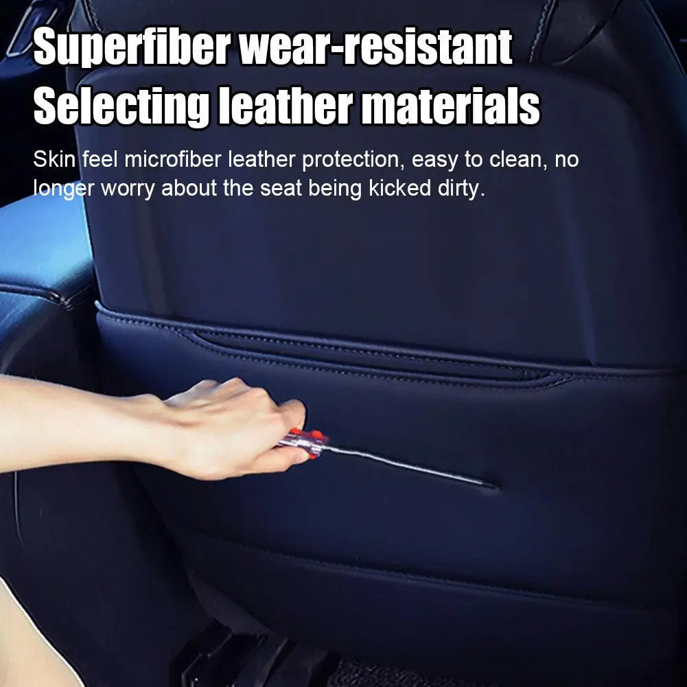 High-Quality PU Leather Car Seat Kid Protector - Waterproof Seat Back Anti-Kick Mat Interior Protection - Delicate Leather