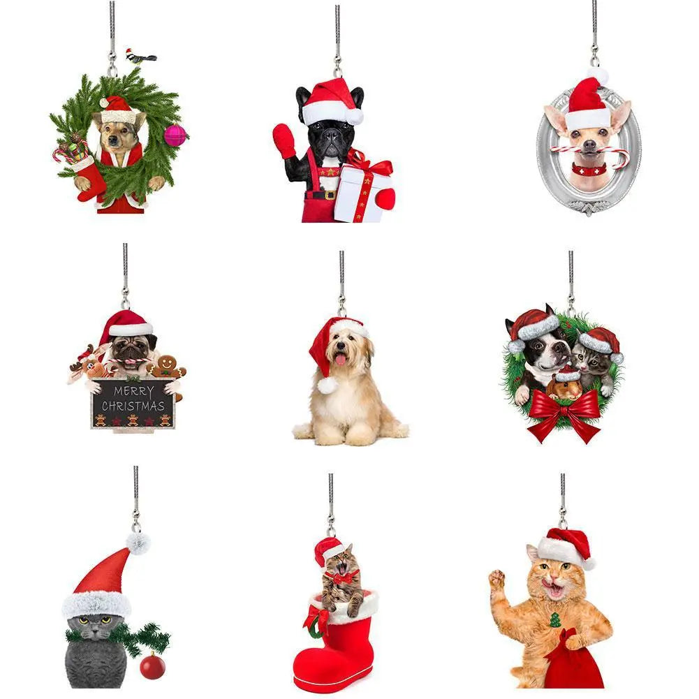 Creative Car Cat Puppy Pendant Car Christmas 2023 Pendant Decoration Car Hanging Ornament Cute Cat Puppy Pendant