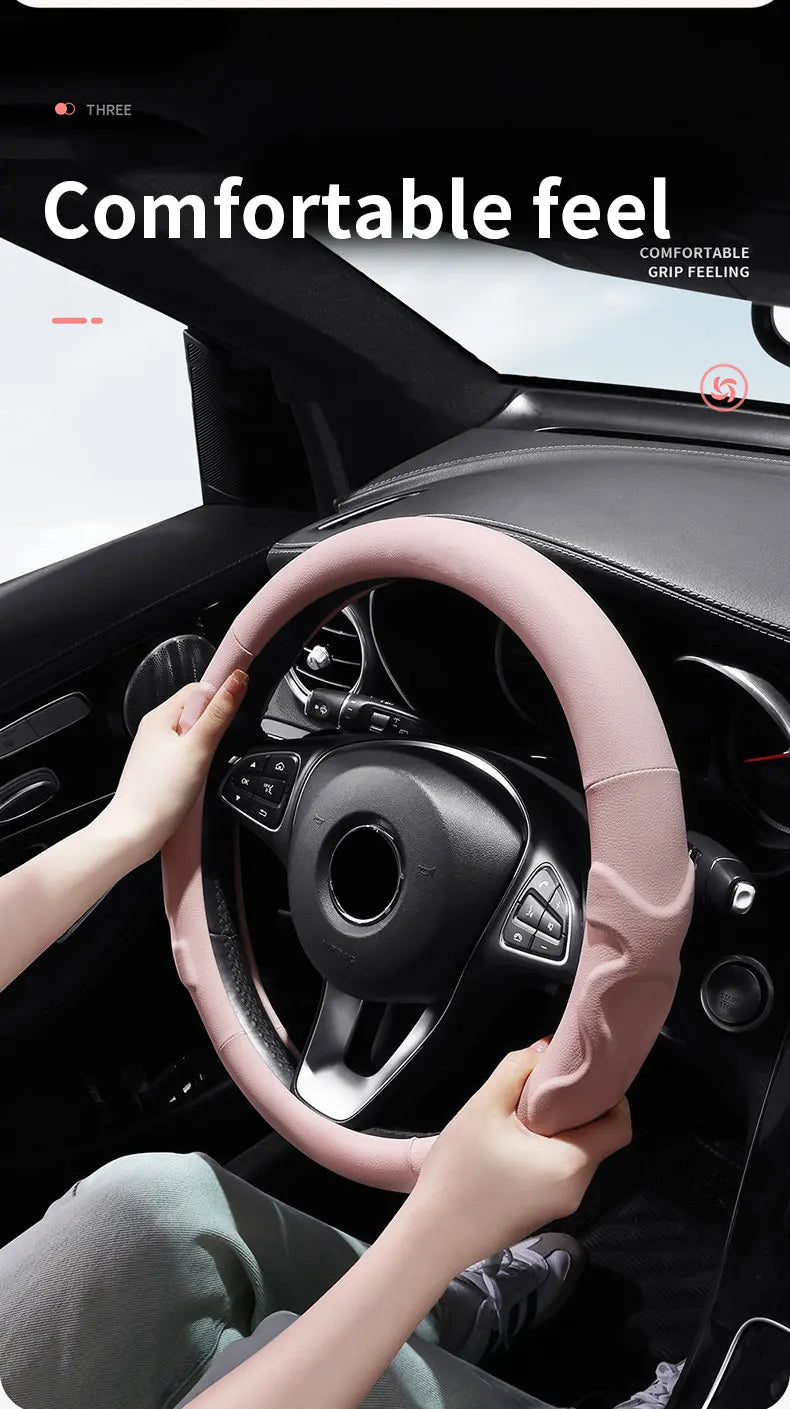 Carbon Car Steering Wheel Cover - High-Quality Leather