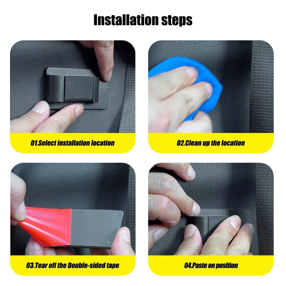 Car Seat Belt Limiter Buckle Stopper - Self-Adhesive Fixed Clip Buckle Safety Belt Adjusting Clip - 2 Pack