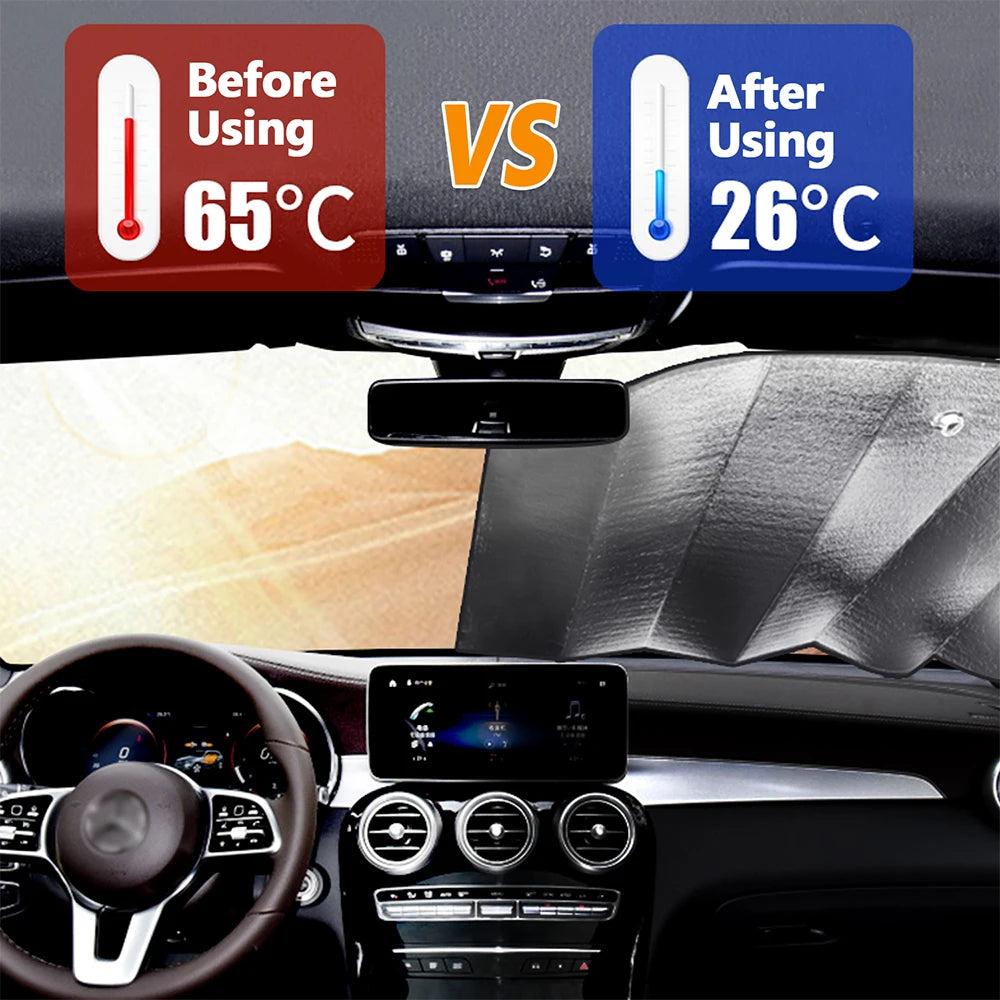 Upgraded Car Windshield Sunshade Umbrella Suitable for SUV Sedan Models, Car Interior Accessories 14074cm/15082cm