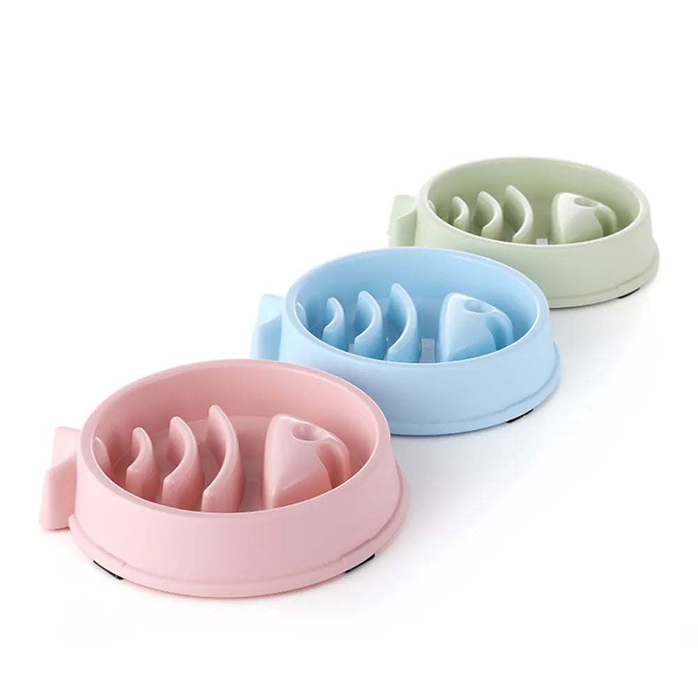 Pet Slow Food Bowl Cat Dog Choke-proof Bowls Thickened Plastic Non-slip Puppy Feeder Fat Help Healthy Small Dogs Feeding Dish - Delicate Leather