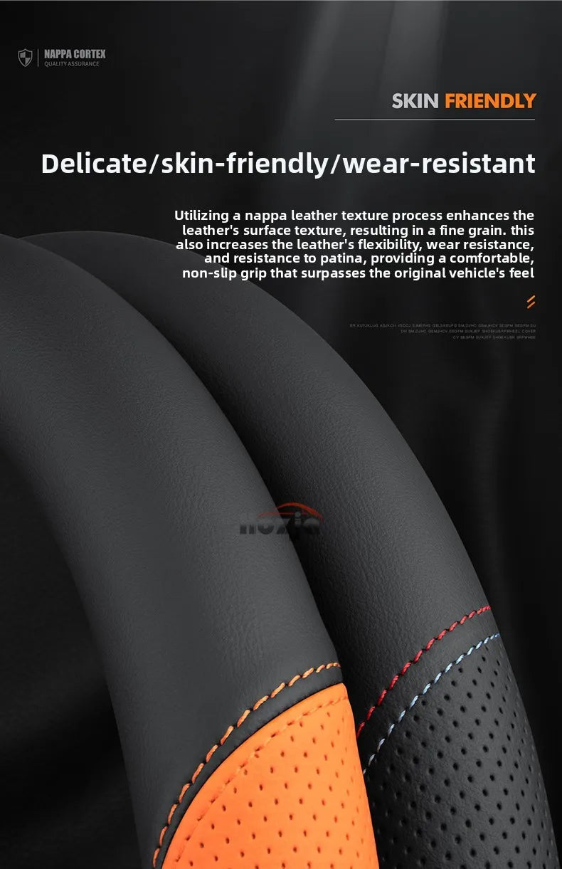 Premium Leather Steering Wheel Cover – Custom Fit Anti-Slip Grip for Select 2022–2026 Models - Delicate Leather