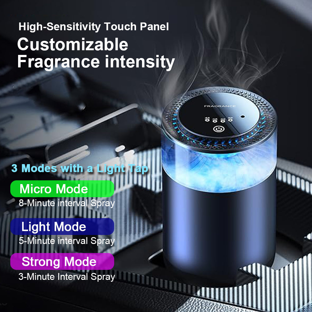 Caer Smart Car Air Freshener – Rechargeable Cloud Mist Diffuser with 3-Level Control - Delicate Leather  