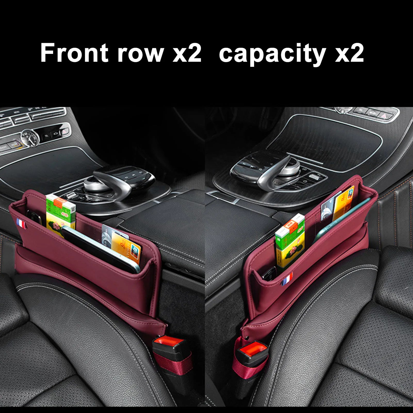 Car Organizer PU Leather Storage Car Seat Slit Gap Pocket