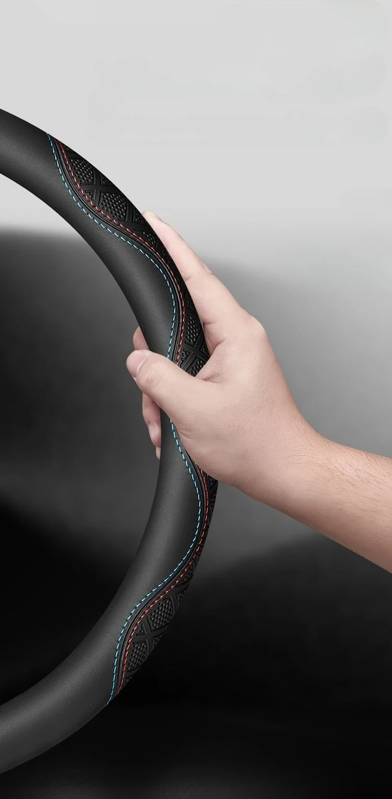 Heavy-Duty Leather Steering Wheel Cover – Universal 38–50cm for Cars, Trucks, Vans & Buses