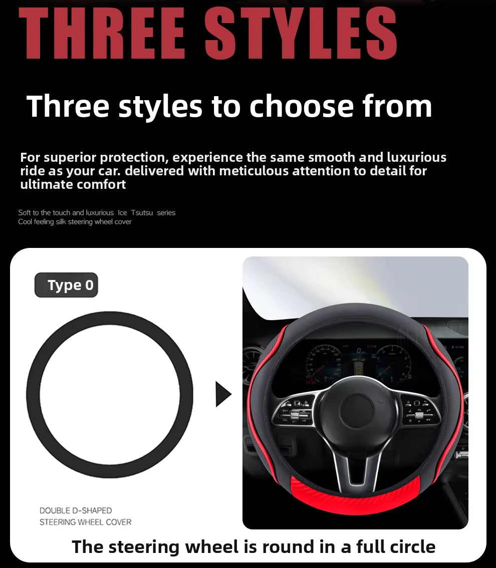 Microfiber Leather Steering Wheel Cover – Universal 37–38cm Anti-Slip Comfort Grip - Delicate Leather