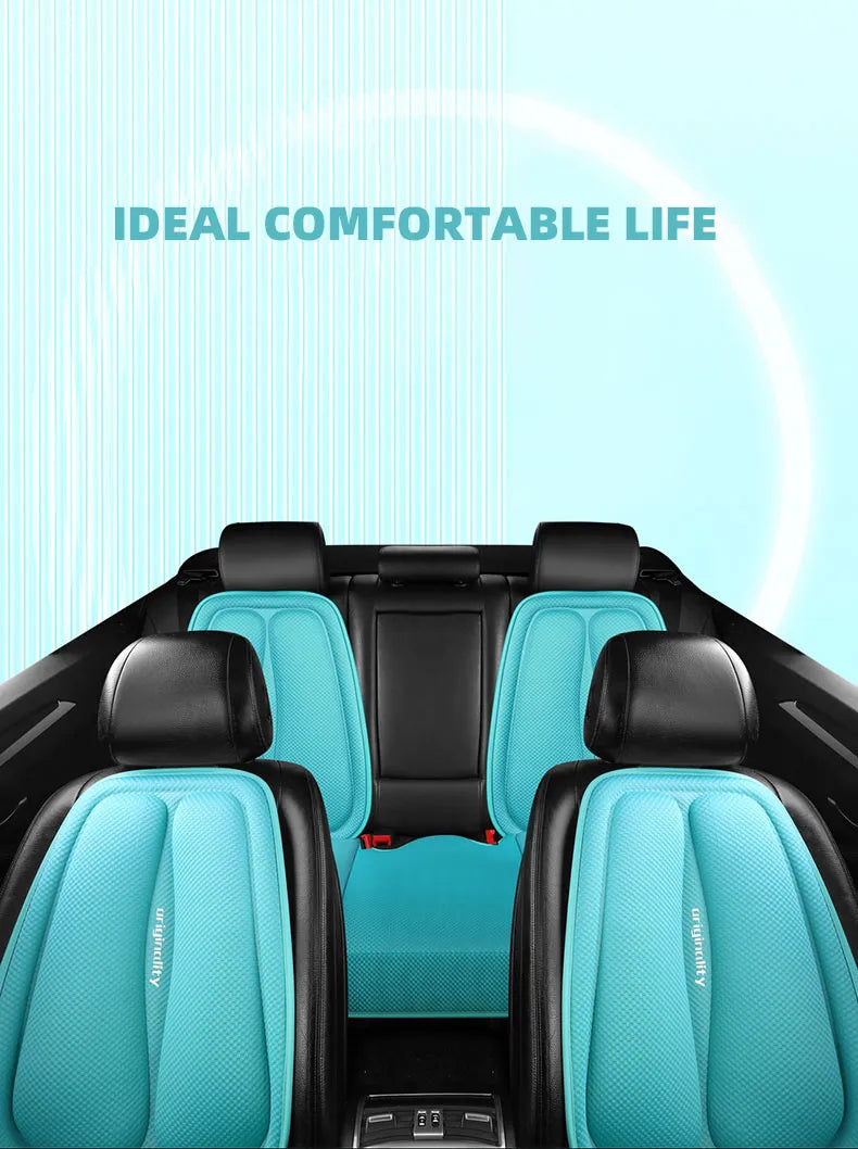 Full Set Universal Car Seat Covers - Breathable Cushion, Waterproof Ice Silk Mats for Front and Back Seats