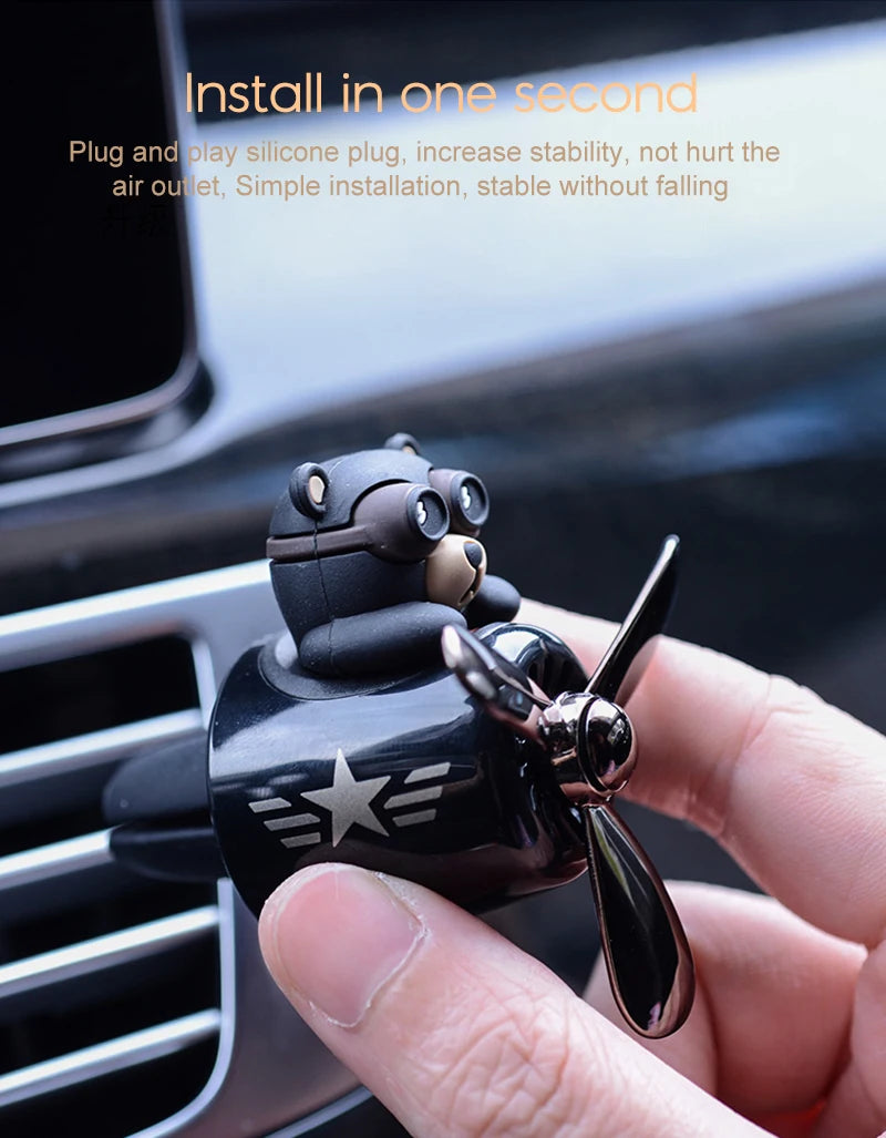 Car Air Freshener Bear Pilot - Rotating Propeller Outlet Perfume Diffuser