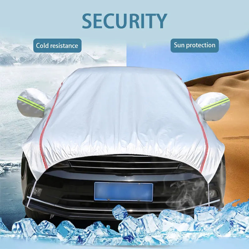 Universal Car Half Covers - Waterproof Outdoor Oxford Fabric Car Body Cover with UV Protection, Dustproof, and Snowproof for SUVs and Sedans