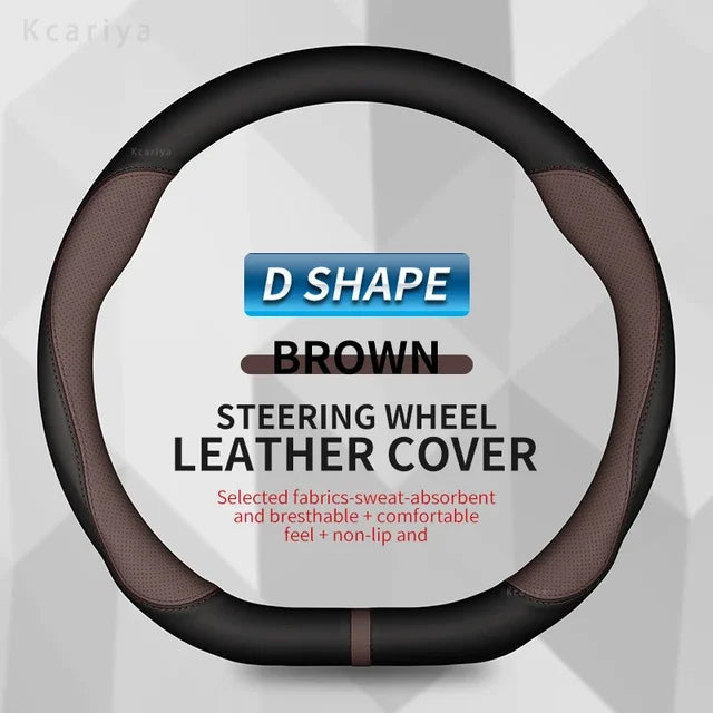 Carbon Fiber Leather Car Steering Wheel Cover - Fit for Car