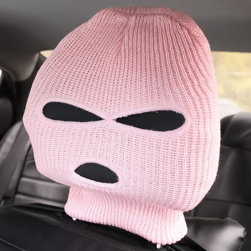 Three Hole Headrest Cover Universal Hat - Halloween, Christmas, Funny Car Decoration Pranks Gift