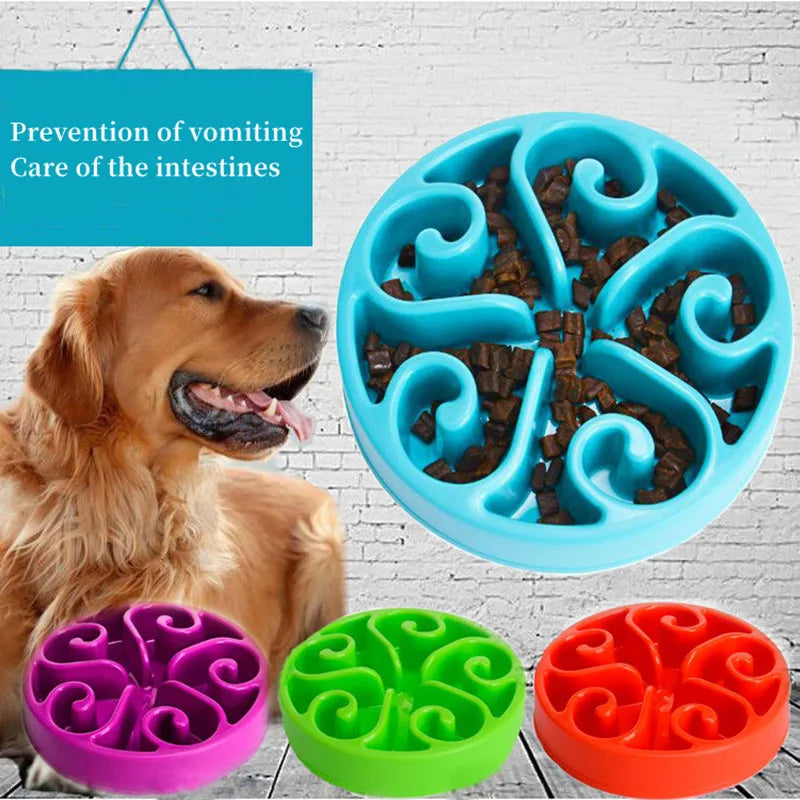 Pet Dog Slow Feeder Bowl Fun Non Slip Anti-Gulping Slower Food Feeding Dishes Eco Dog Bowl for Large Medium Small Dogs Puppy - Delicate Leather