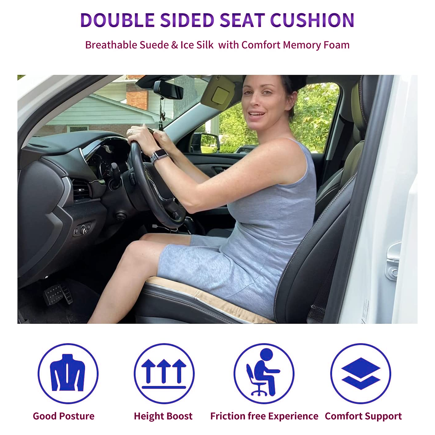 Car Seat Cushion, Custom Fit For Car, Car Memory Foam Seat Cushion, Heightening Seat Cushion, Seat Cushion for Car and Office Chair DLSU224