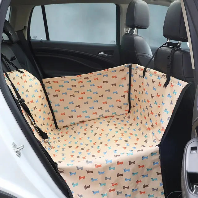 Waterproof Pet Dog Car Seat Cover - Hammock Bag Protector, Foldable, Scratch Proof, Non-Slip, Stylish Print Design