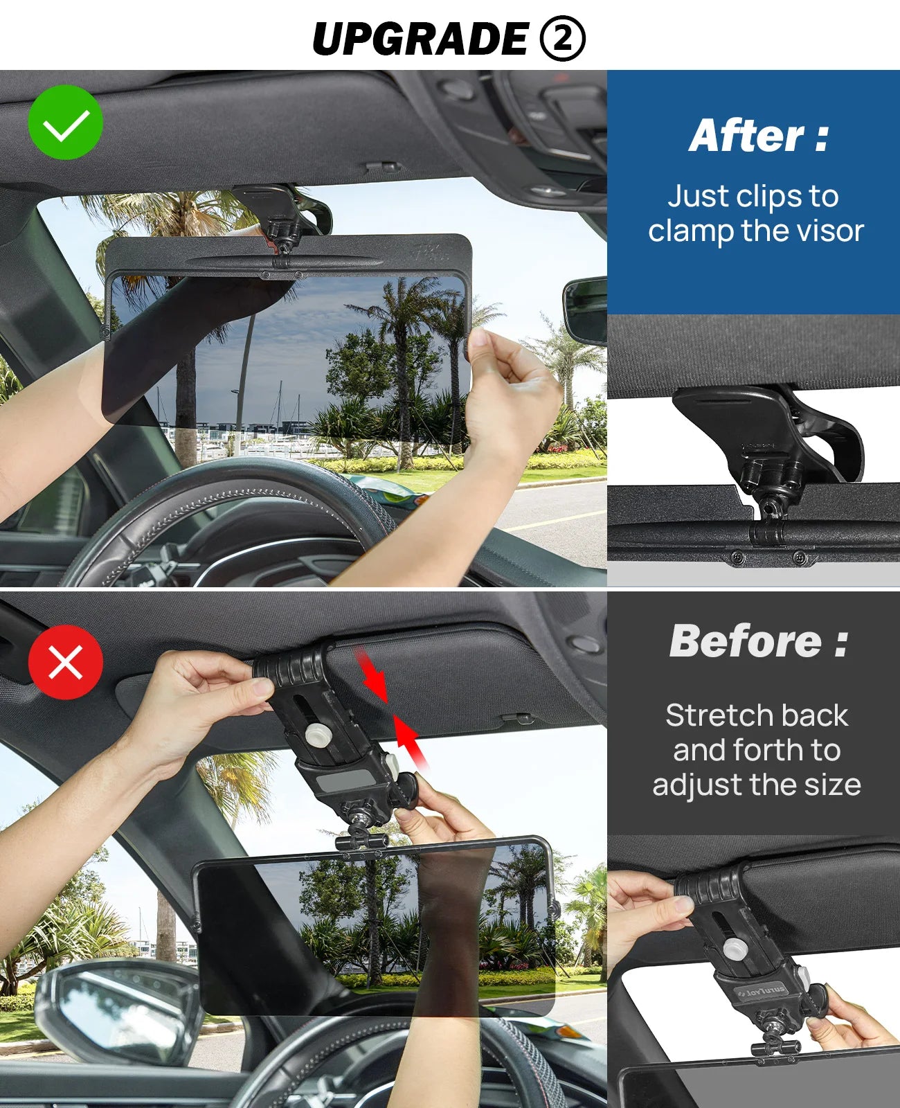 Universal Car SUVs Trucks Adjustable Polarized Sunshade Plate Car Sun Visor: Anti-Dazzle, Anti-UV, Rotatable for Clear Vision