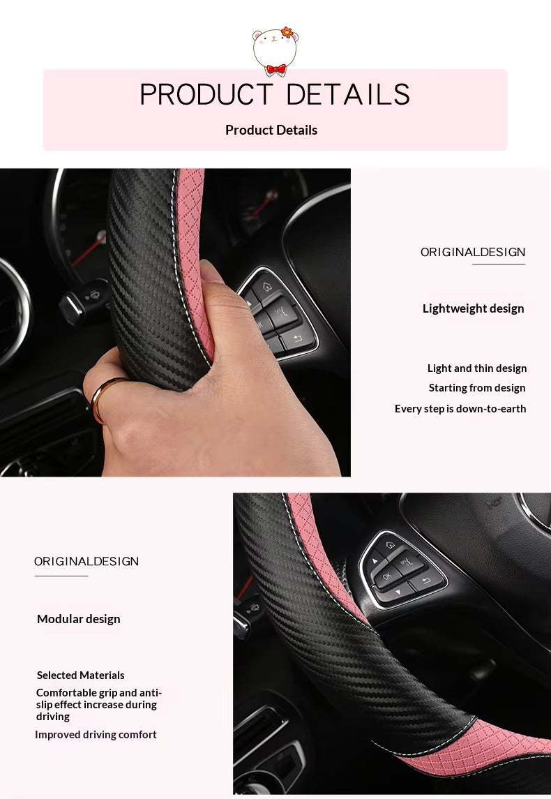 Ultra-Thin Leather Steering Wheel Cover – Breathable Non-Slip Summer Grip (O & D Shape) - Delicate Leather