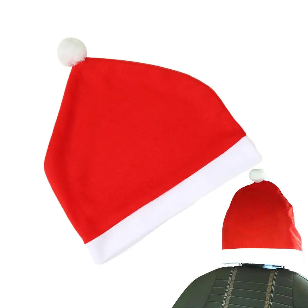 Christmas Car Seat Headrest Cover - Santa Hat Style Car Seat Cover Masked Balaclava Hole Auto Decor Interior Vehicle Accessories