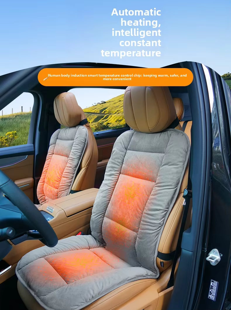 Universal Heated Car Seat Cushion – Plush Artificial Leather Warm Seat Cover for Car, SUV & Truck Winter Comfort - Delicate Leather