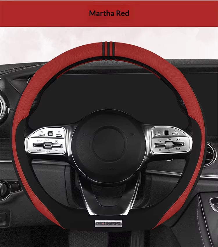 Color-Blocked Steering Wheel Cover – Universal 38cm Breathable Anti-Slip Summer Grip - Delicate Leather