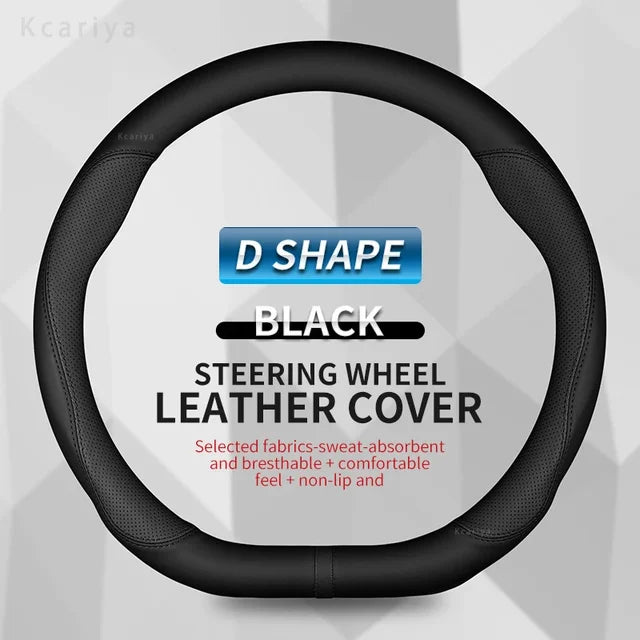 Carbon Fiber Leather Car Steering Wheel Cover - Fit for Car