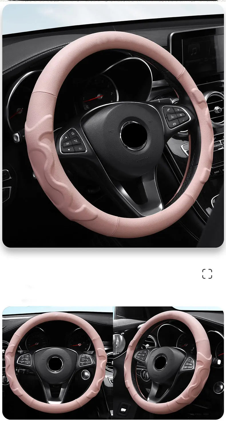 Carbon Car Steering Wheel Cover - High-Quality Leather