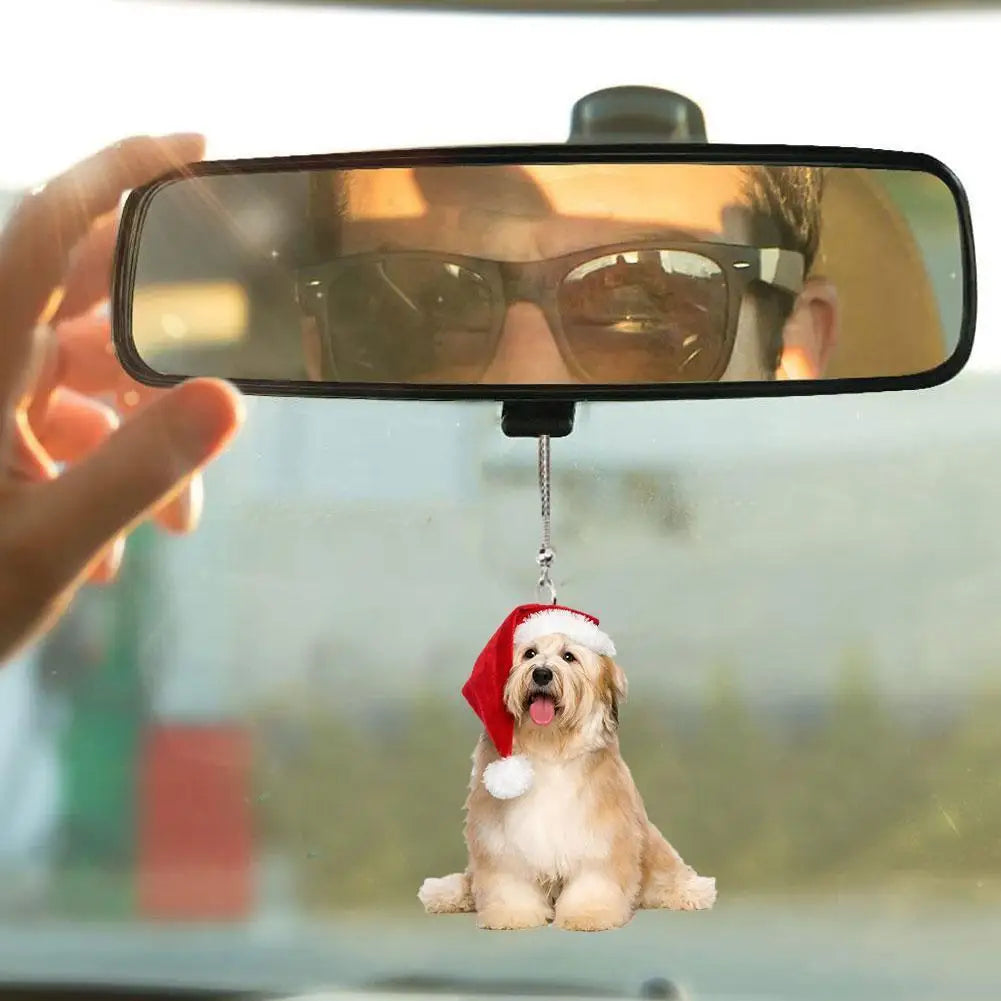 Creative Car Cat Puppy Pendant Car Christmas 2023 Pendant Decoration Car Hanging Ornament Cute Cat Puppy Pendant