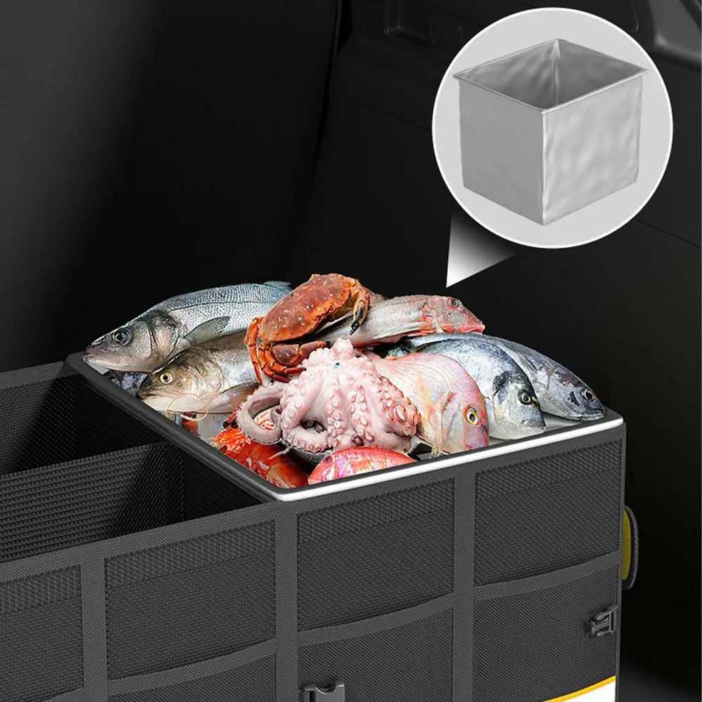 Trunk Organizers - Van Trunk Storage Box with Collapsible Heavy Duty Handle