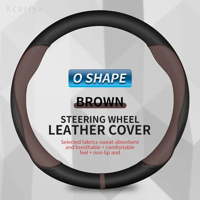 Carbon Fiber Leather Car Steering Wheel Cover - Fit for Car