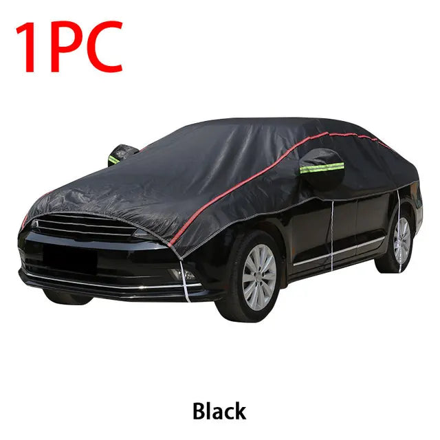 Universal Car Half Covers - Waterproof Outdoor Oxford Fabric Car Body Cover with UV Protection, Dustproof, and Snowproof for SUVs and Sedans