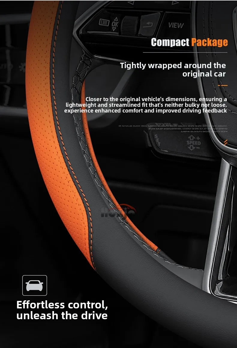 Premium Leather Steering Wheel Cover – Custom Fit Anti-Slip Grip for Select 2022–2026 Models - Delicate Leather