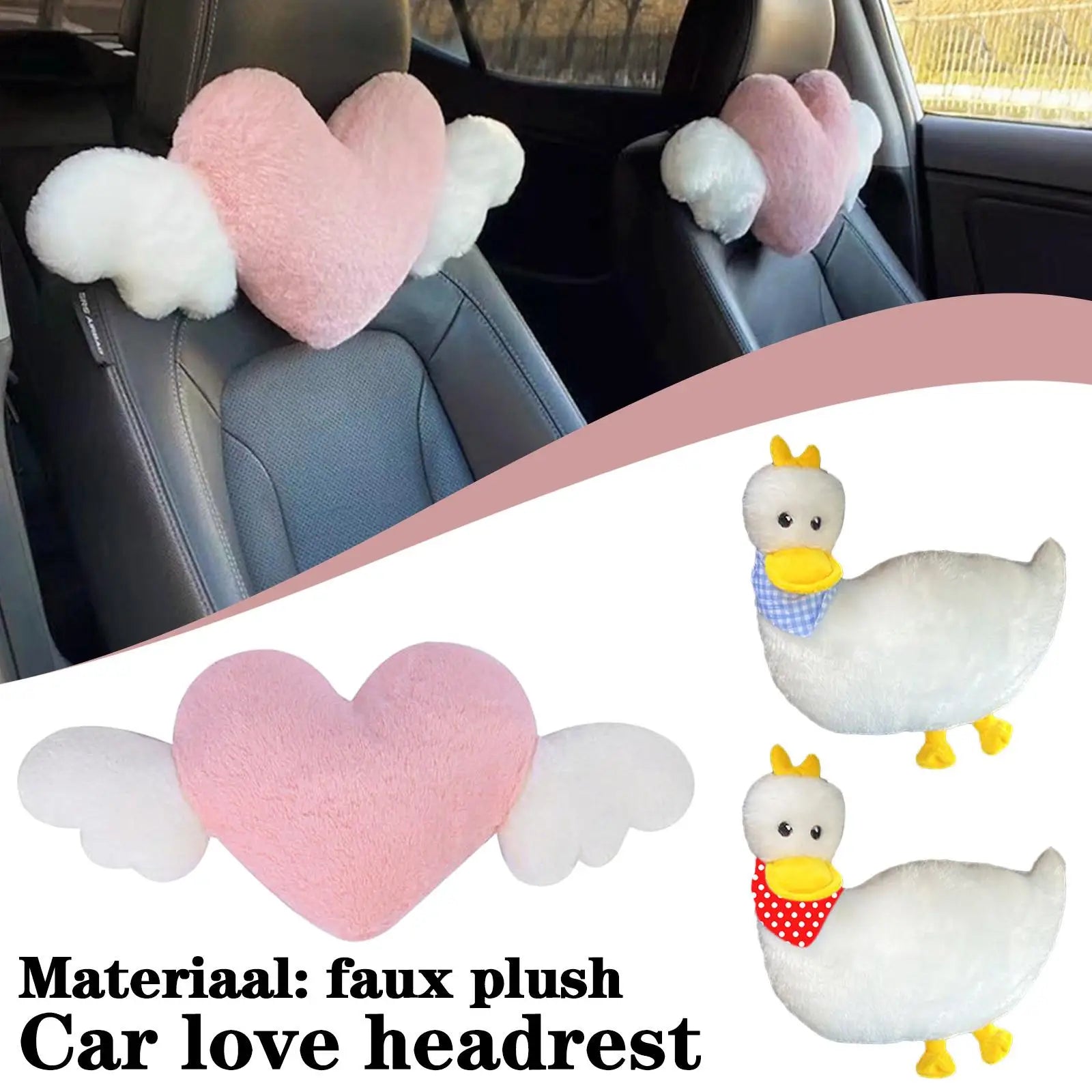 Heart-Shaped Car Headrest Plush Love Neck Pillow Seat Universal Lumbar Pillow Support Accessories Back Car Cushion