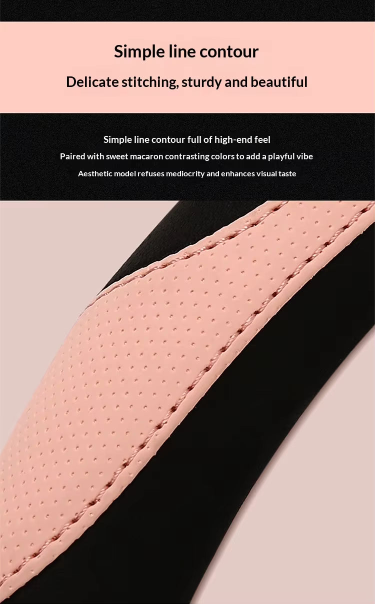 Color-Blocked Steering Wheel Cover – Universal 38cm Breathable Anti-Slip Summer Grip - Delicate Leather
