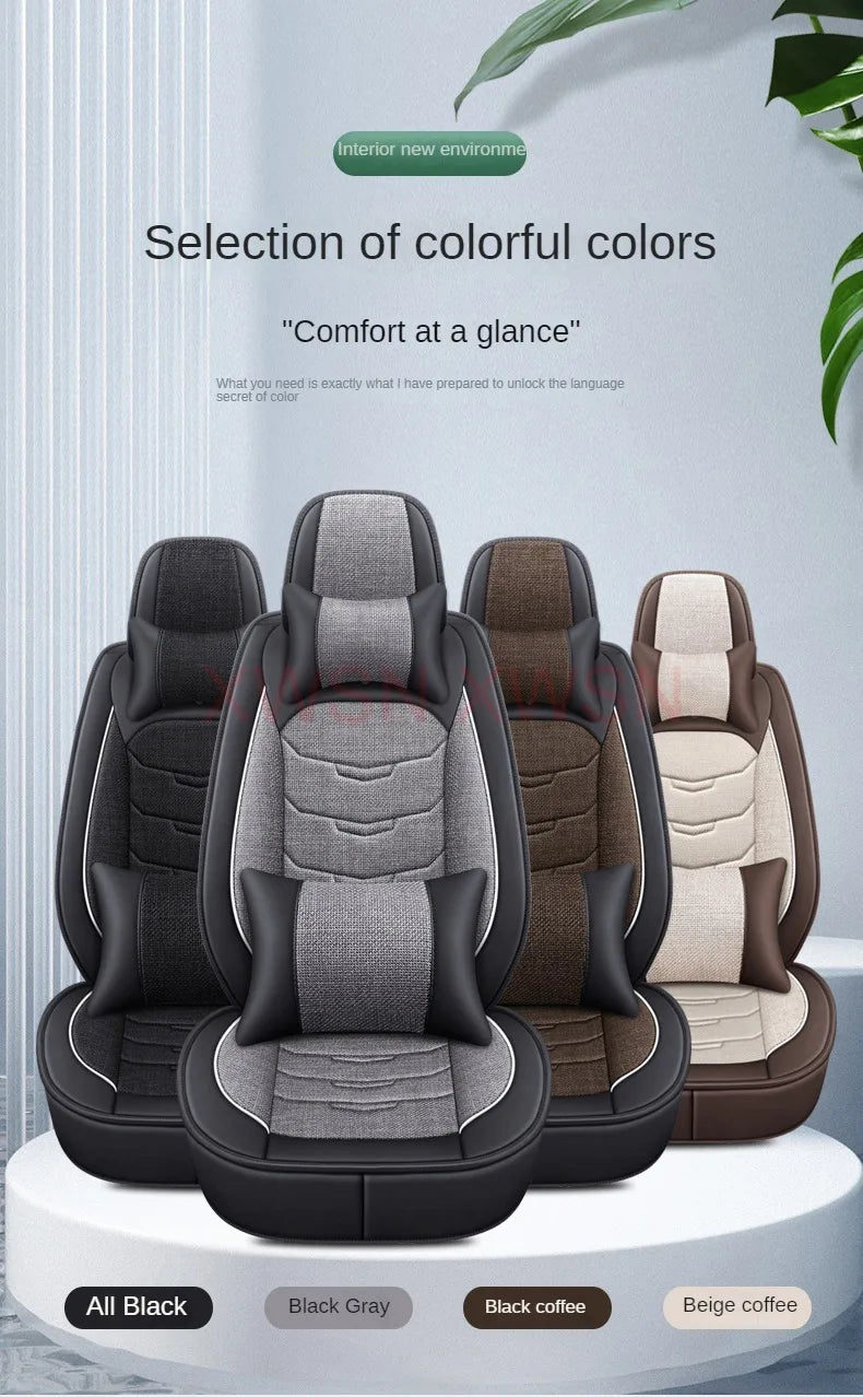 Universal Style Flax Car Seat Cover Interior Accessories - Delicate Leather