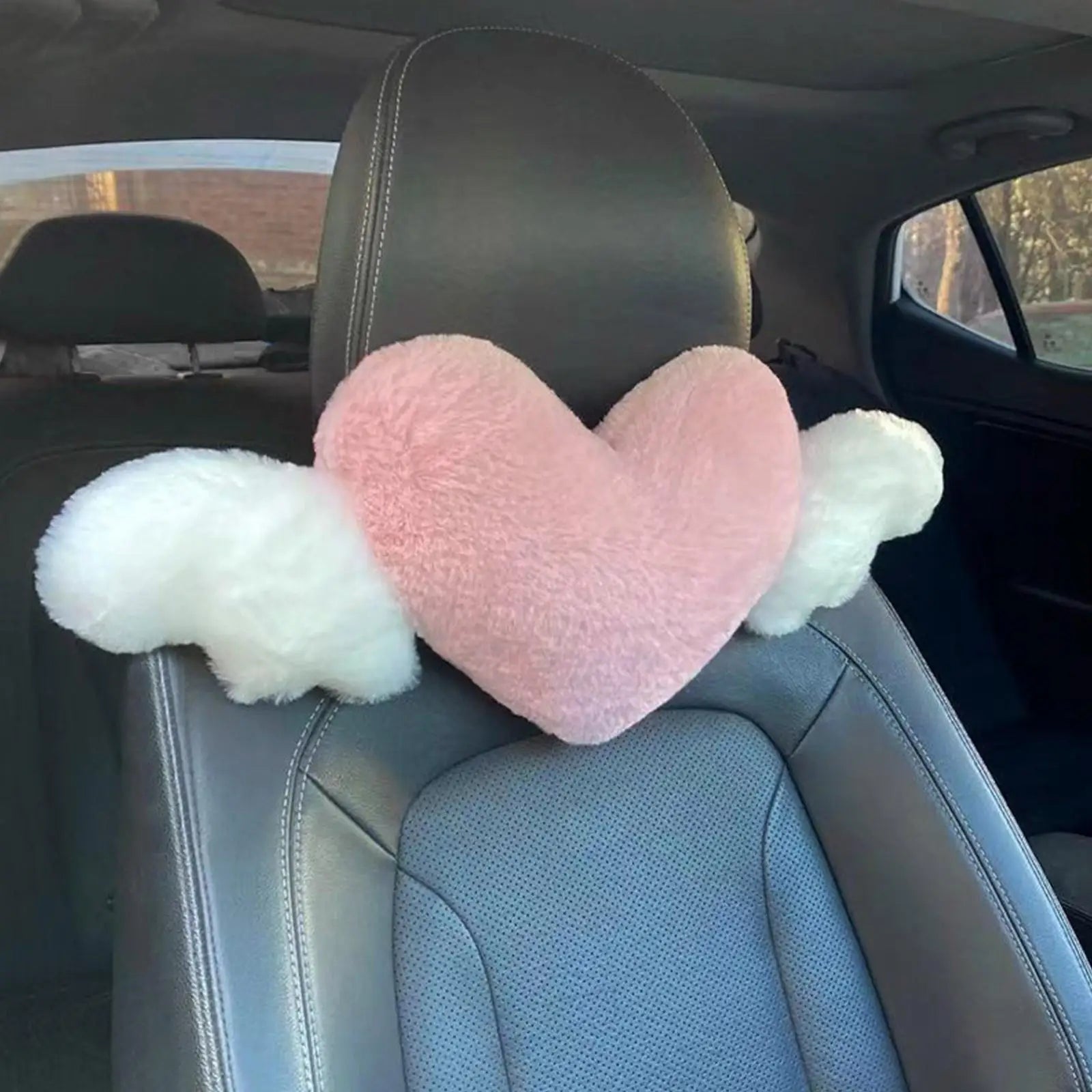 Heart-Shaped Car Headrest Plush Love Neck Pillow Seat Universal Lumbar Pillow Support Accessories Back Car Cushion