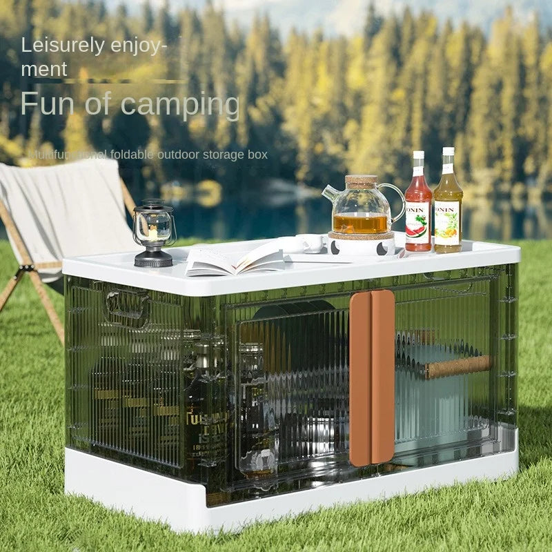 Outup Store Outdoor Camping Storage Box Folding Box Car Trunk Table Double Door Picnic Storage Kamp Car Camping Campismo Picnic