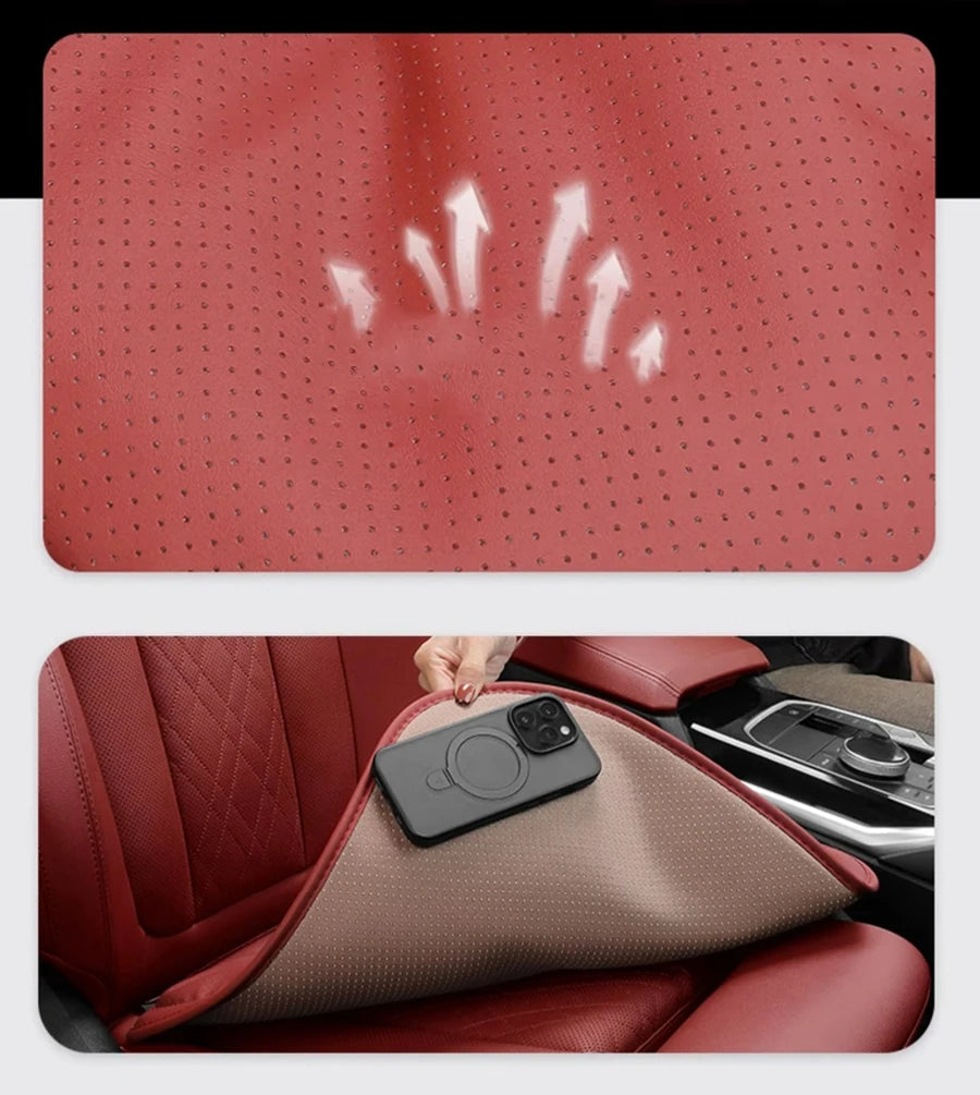 Car Seat Cushion for Driving - Breathable Non-Slip Bottom Comfort Car Seat Protector - Red