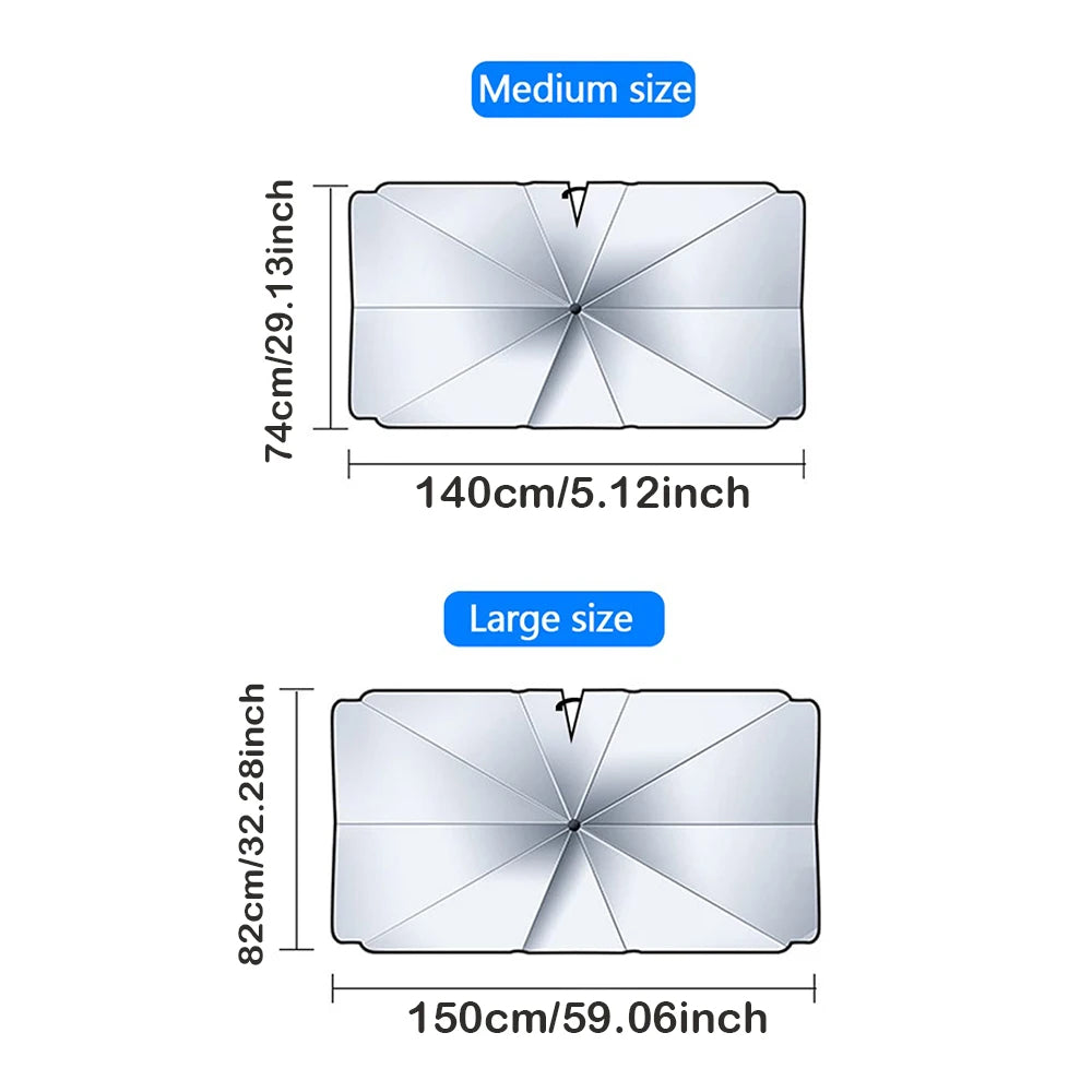 Upgraded Car Windshield Sunshade Umbrella Suitable for SUV Sedan Models, Car Interior Accessories 14074cm/15082cm