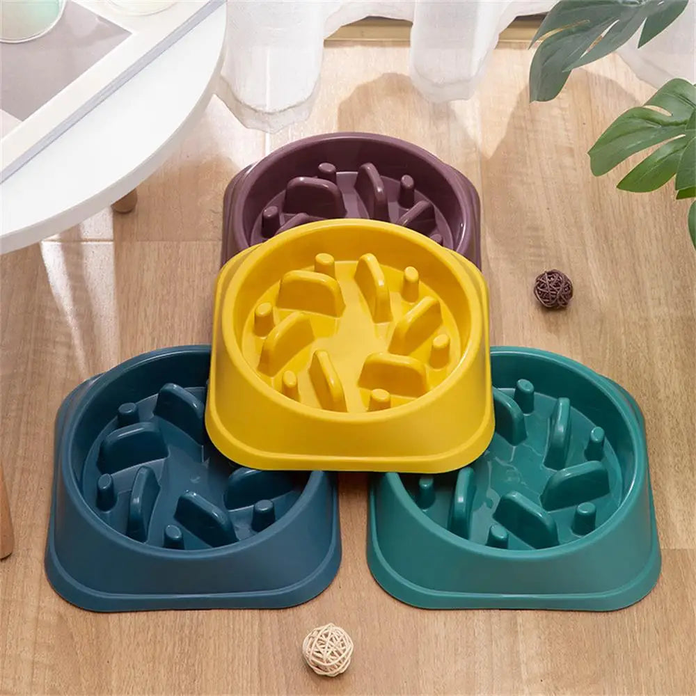 Pet Slow Food Bowl Cat Dog Choke-proof Bowls Thickened Plastic Non-slip Puppy Feeder Fat Help Healthy Small Dogs Feeding Dish - Delicate Leather