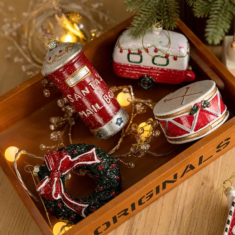 Christmas Colored Shaped Ball Christmas Tree Decorative Pendant Christmas Gift Bag Car House Snowman Garland Pendant
