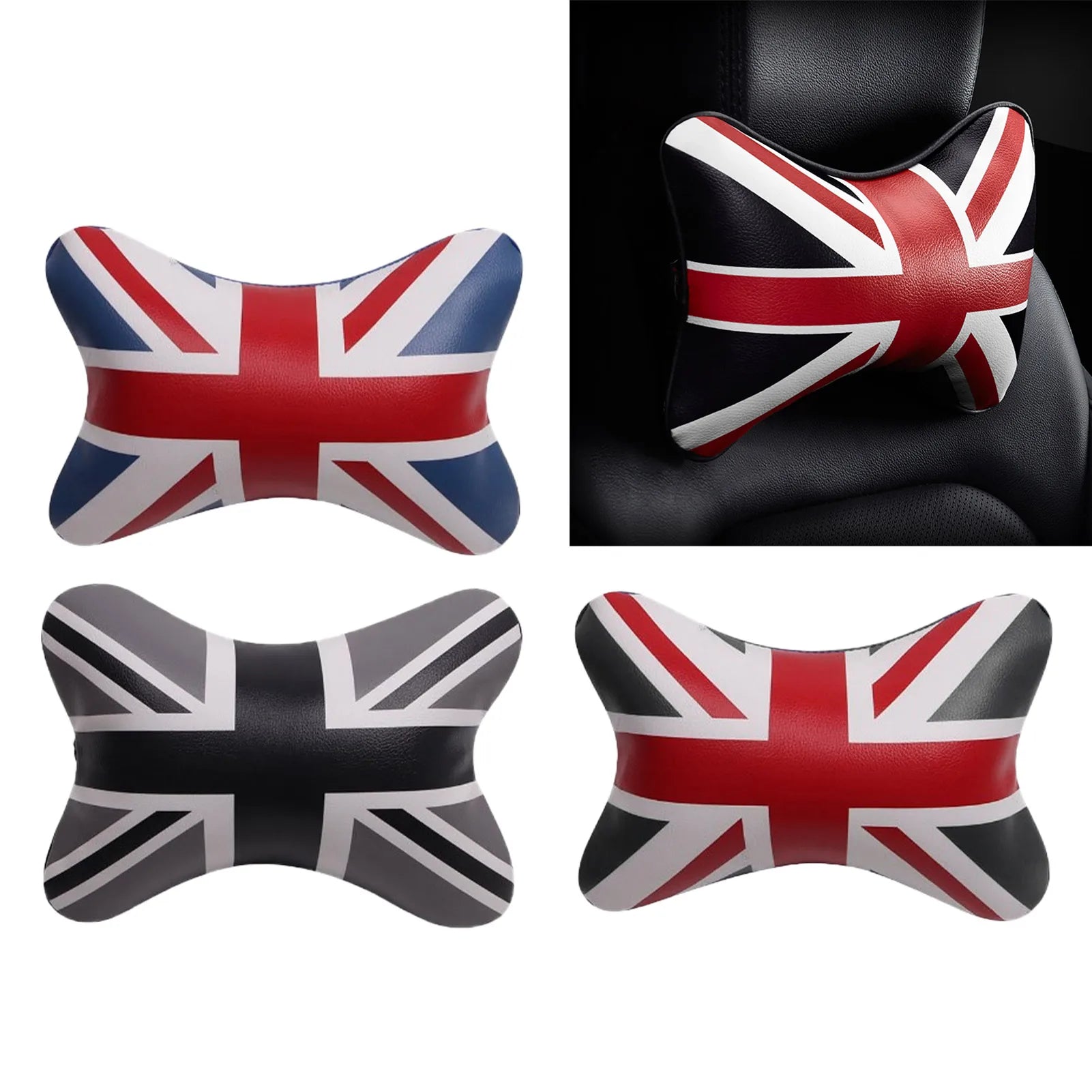 Car Neck Pillow UK Flag - Car Seats Headrest Cushion Cervical Pillows Neck Support for 2024 Queen's 70th Jubilee